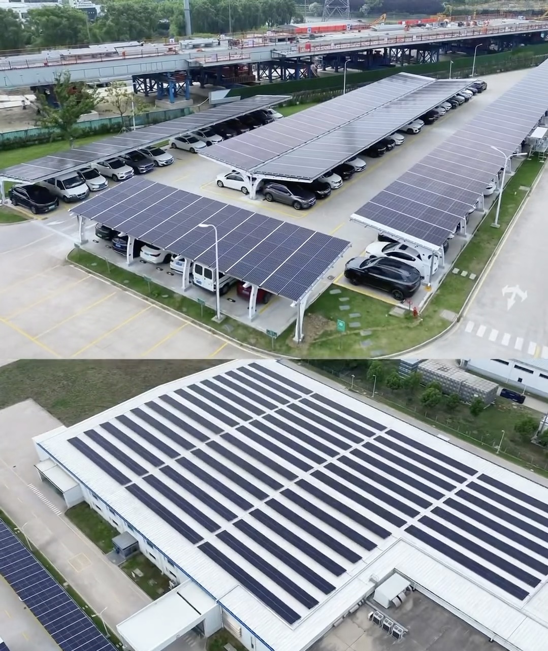 Roof and carport capacity of 1.5MW commercial Solar project 